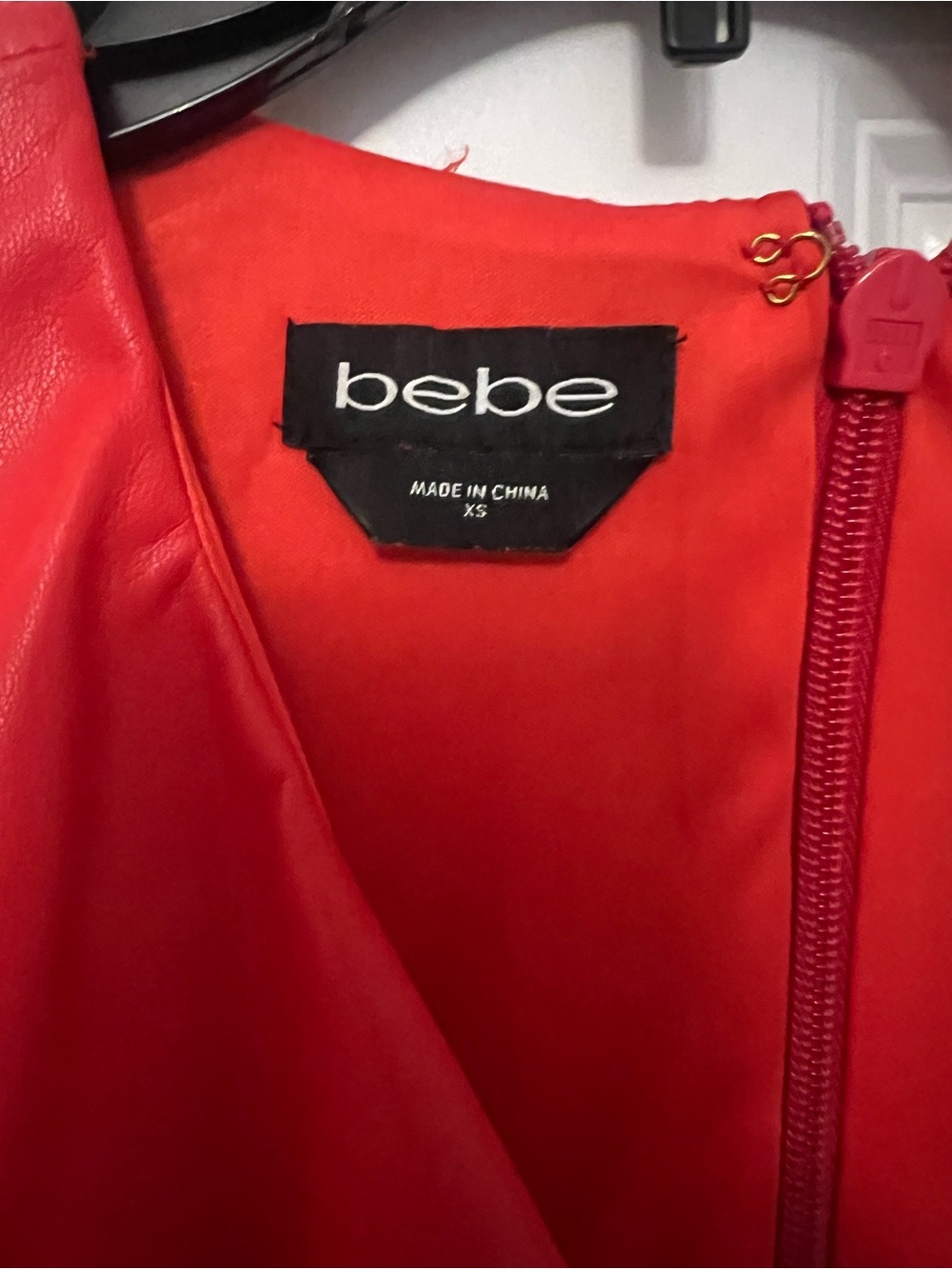 bebe Red Ruffle Faux-Leather Wrap Mini - Picture 4 of 6